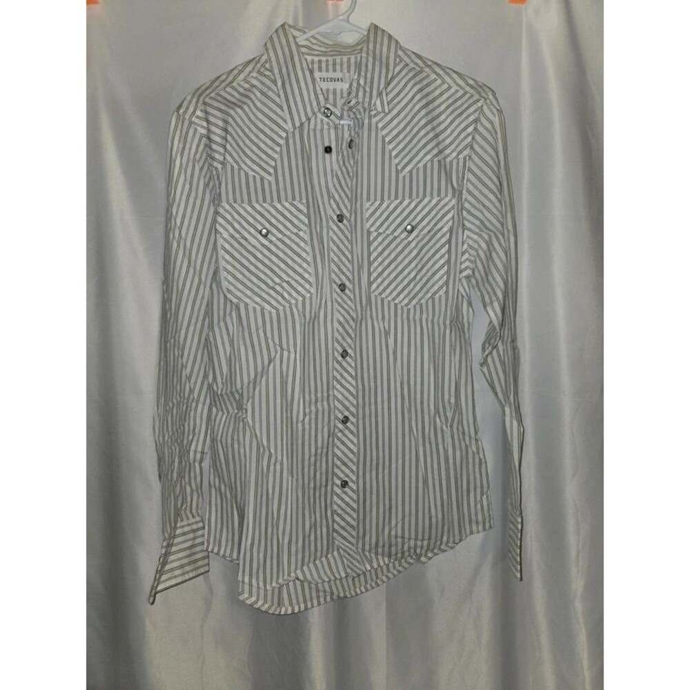 Tecovas Green/White Men's Small Button-Up Long Sleeve (LOC-35)
